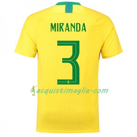 Divisa di Calcio Brasile Miranda 3 Prima Mondiali 2018